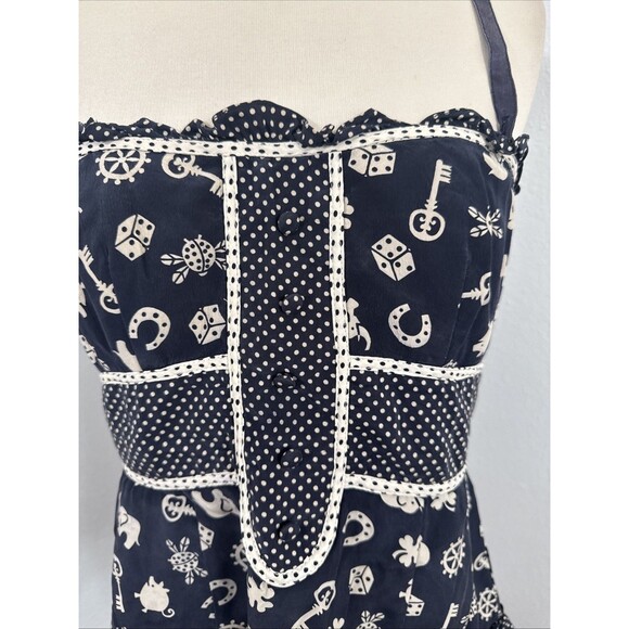 Nanette Lepore Top Women 8 Silk Navy Babydoll Fairycore Grunge 90s Y2K - Picture 2 of 10